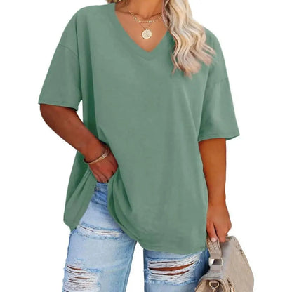 【End of Summer Sale】Women's V Neck T Shirts Summer Half Sleeve Tee