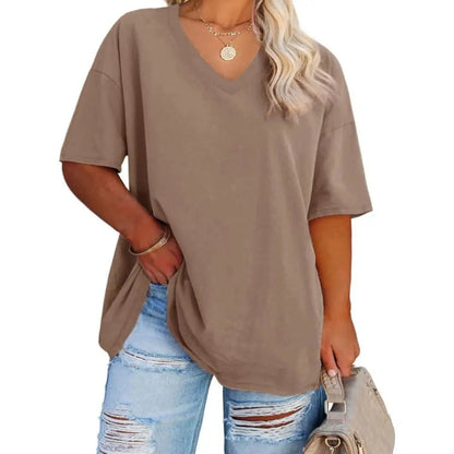 【End of Summer Sale】Women's V Neck T Shirts Summer Half Sleeve Tee