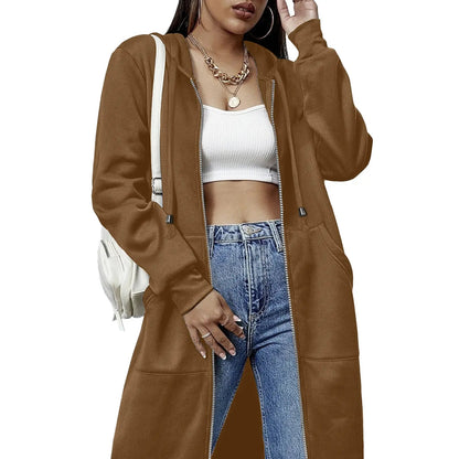 Women's Zip Up Fleece Hoodie Tunic Jacket
