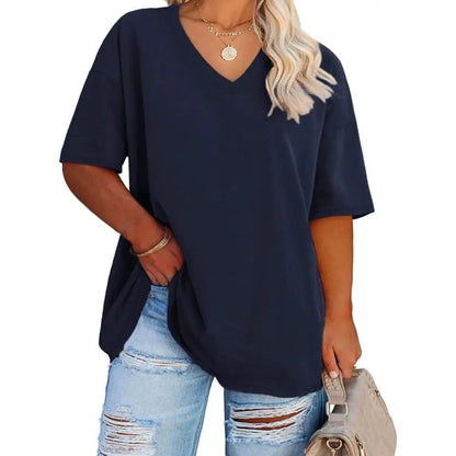 【End of Summer Sale】Women's V Neck T Shirts Summer Half Sleeve Tee