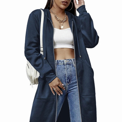 Women's Zip Up Fleece Hoodie Tunic Jacket