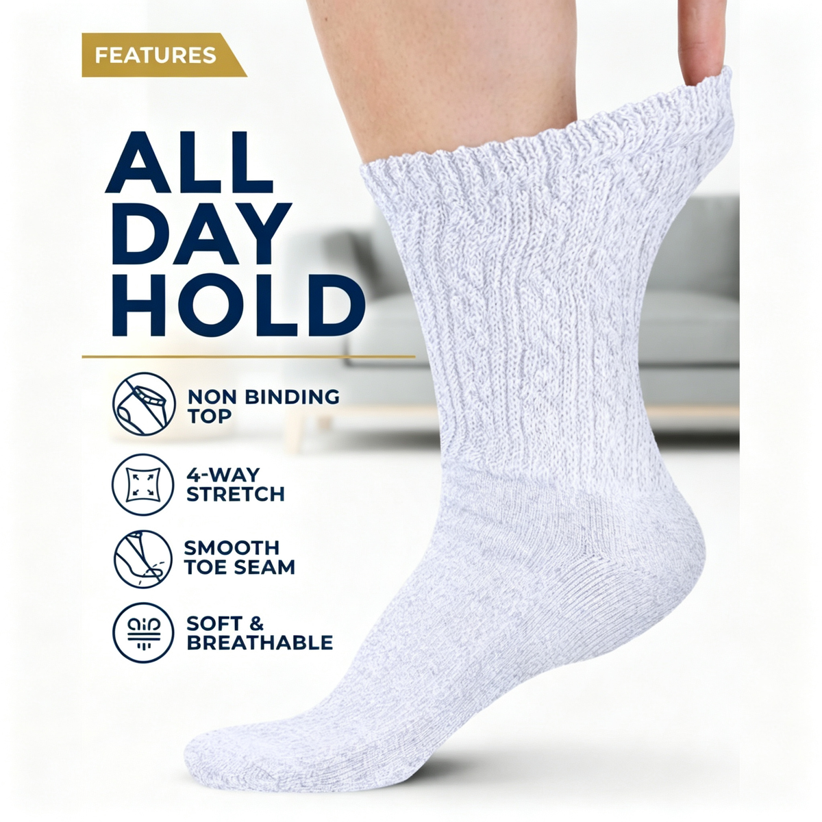 Women's Bamboo Diabetic Crew Socks