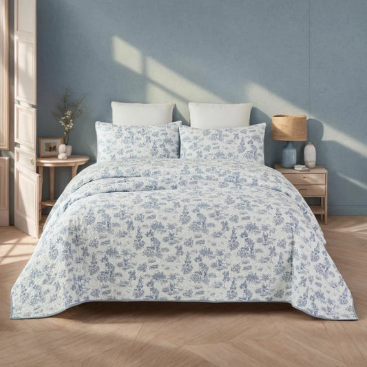 Quilt Bedding Set-French Country Blue Floral