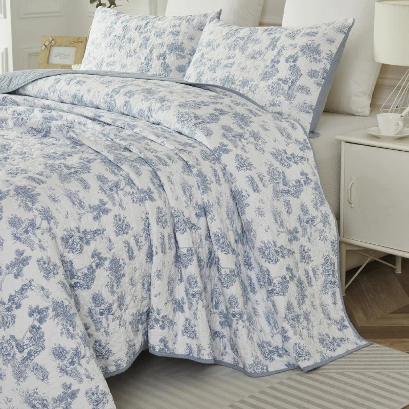 Quilt Bedding Set-French Country Blue Floral