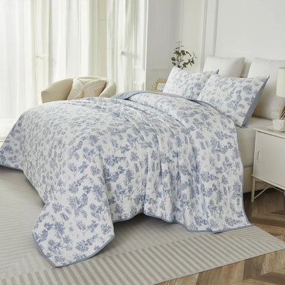 Quilt Bedding Set-French Country Blue Floral