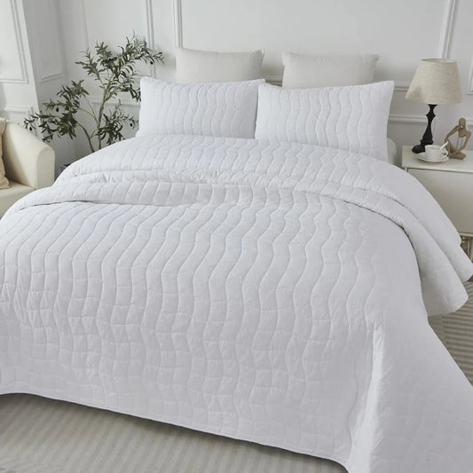 Quilt Bedding Set-Modern Simple White