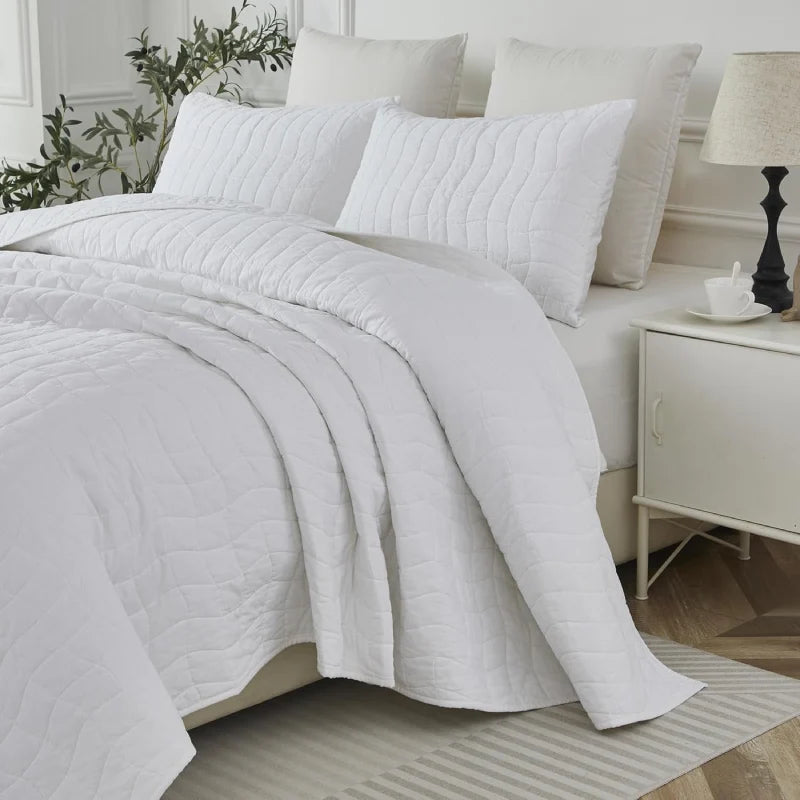 Quilt Bedding Set-Modern Simple White