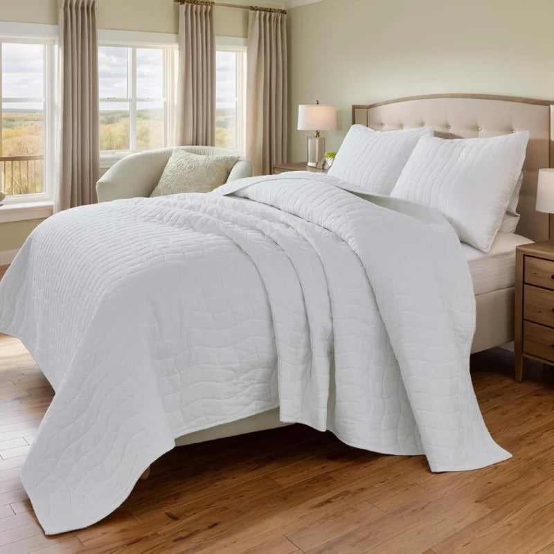 Quilt Bedding Set-Modern Simple White