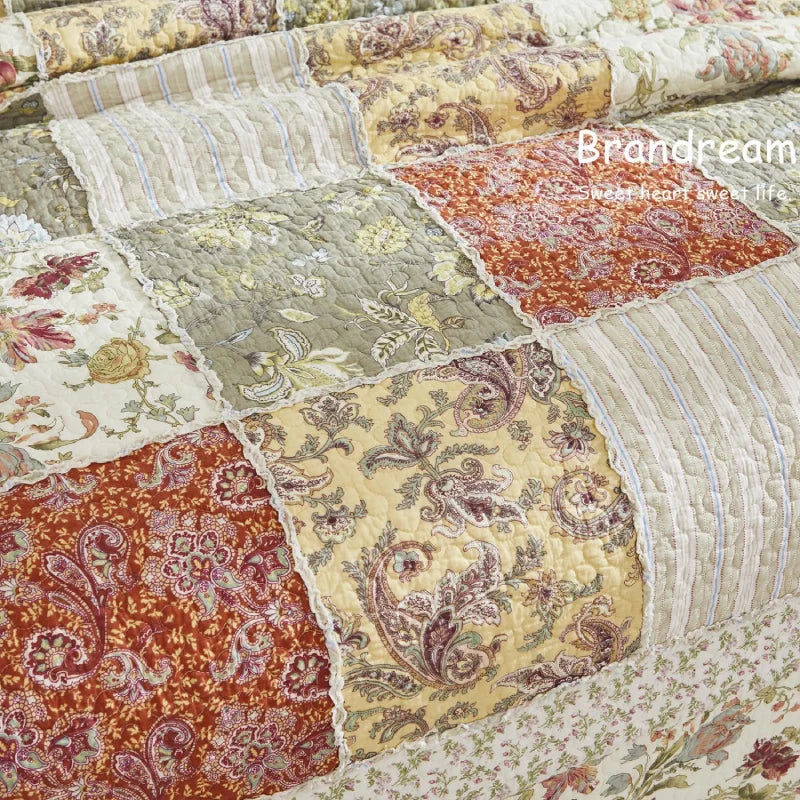 Quilt Bedding Set-Patchwork Flowers Print Luxury