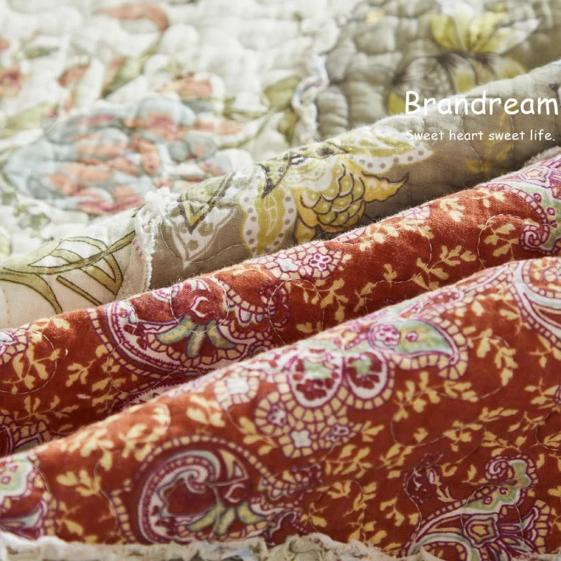 Quilt Bedding Set-Patchwork Flowers Print Luxury