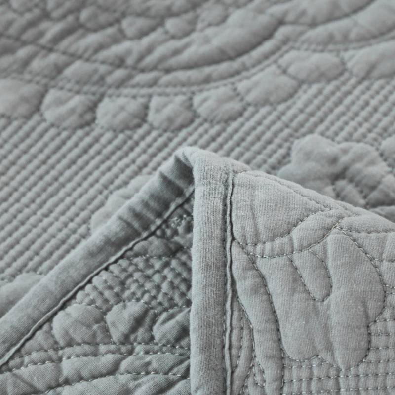 Quilt Bedding Set-Gray Damask