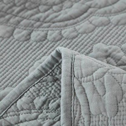 Quilt Bedding Set-Gray Damask