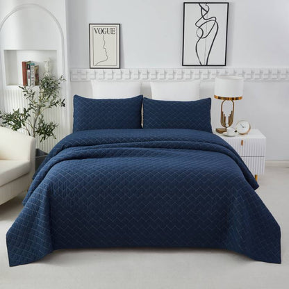Quilt Bedding Set-Navy Blue