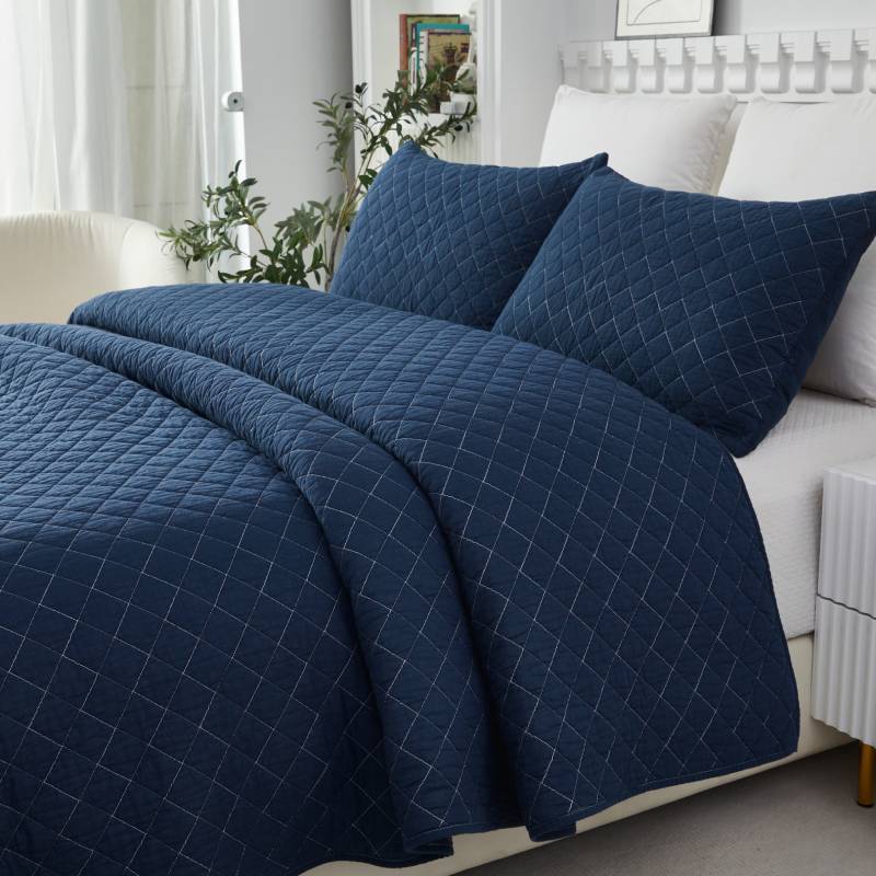 Quilt Bedding Set-Navy Blue