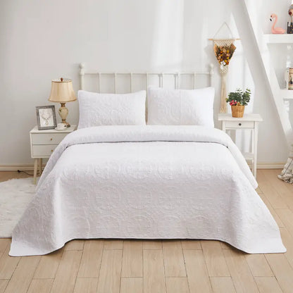 Quilt Bedding Set-White Rose Garden