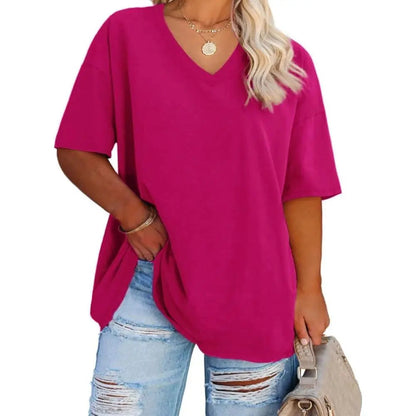 【End of Summer Sale】Women's V Neck T Shirts Summer Half Sleeve Tee