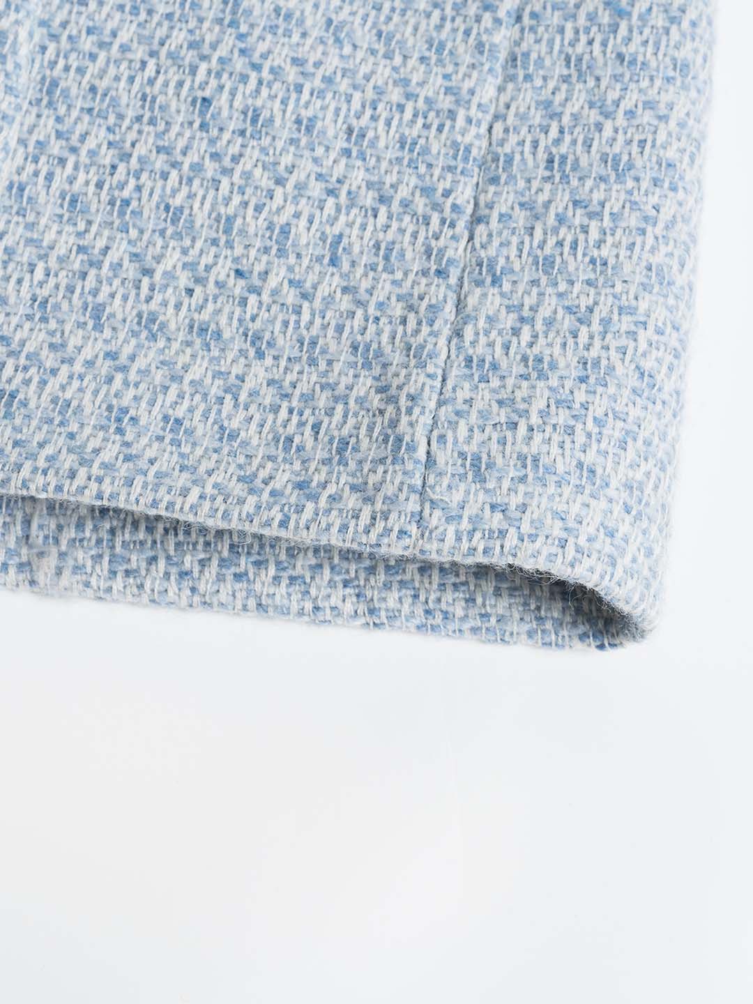 Simple Lapel Tweed Baby Blue Jacket