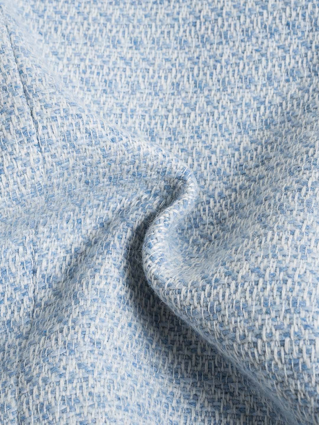 Simple Lapel Tweed Baby Blue Jacket