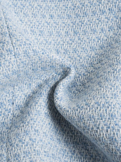 Simple Lapel Tweed Baby Blue Jacket