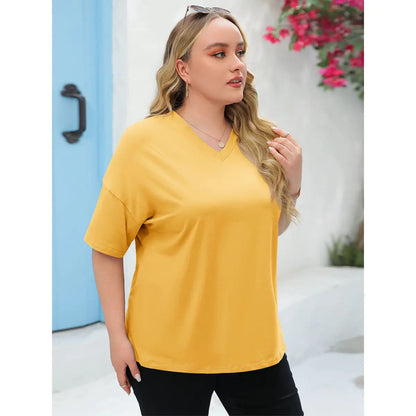 【End of Summer Sale】Women's V Neck T Shirts Summer Half Sleeve Tee
