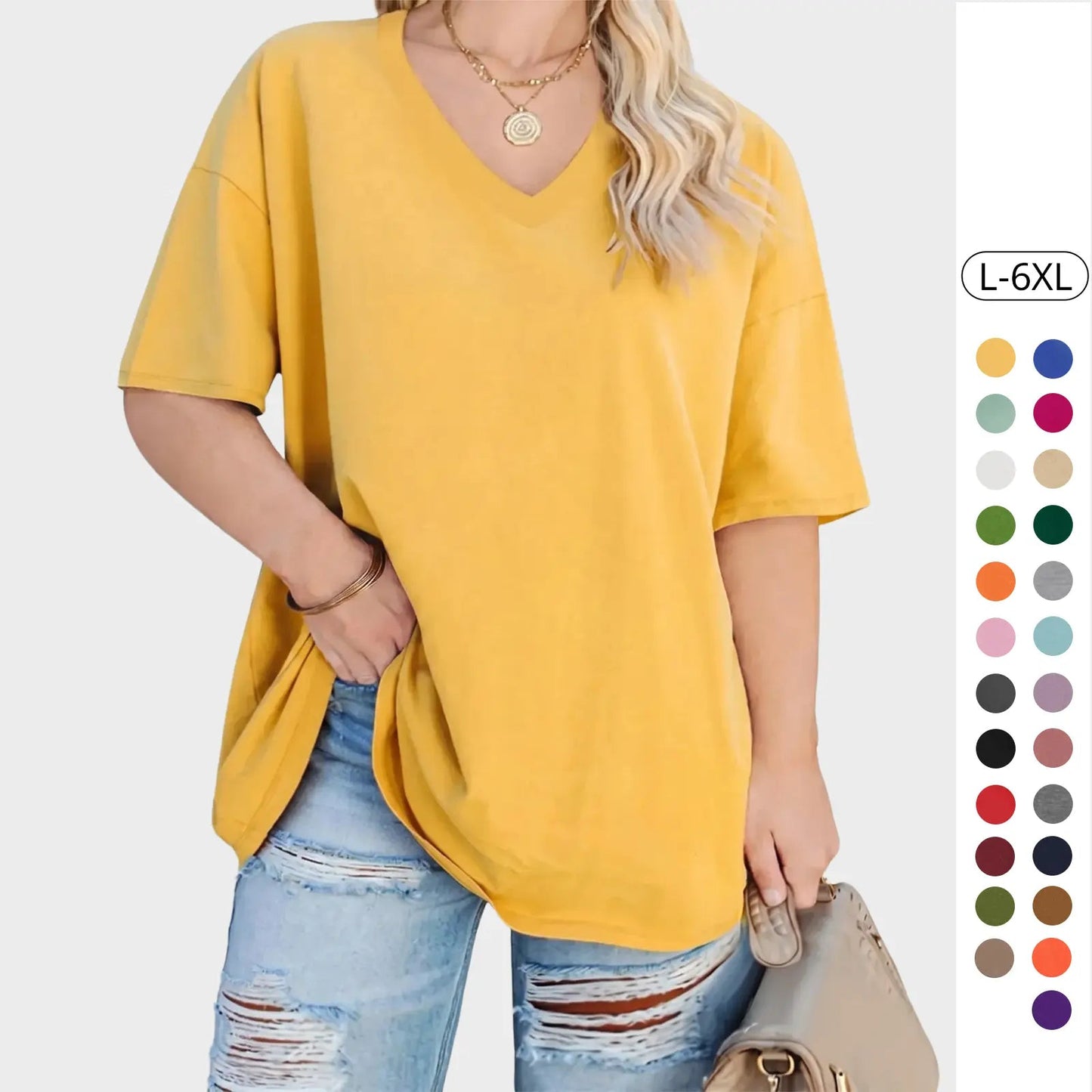 【End of Summer Sale】Women's V Neck T Shirts Summer Half Sleeve Tee