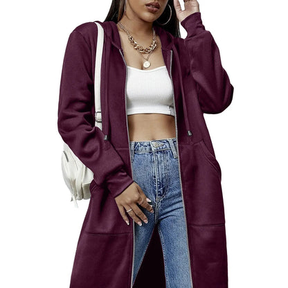 Women's Zip Up Fleece Hoodie Tunic Jacket