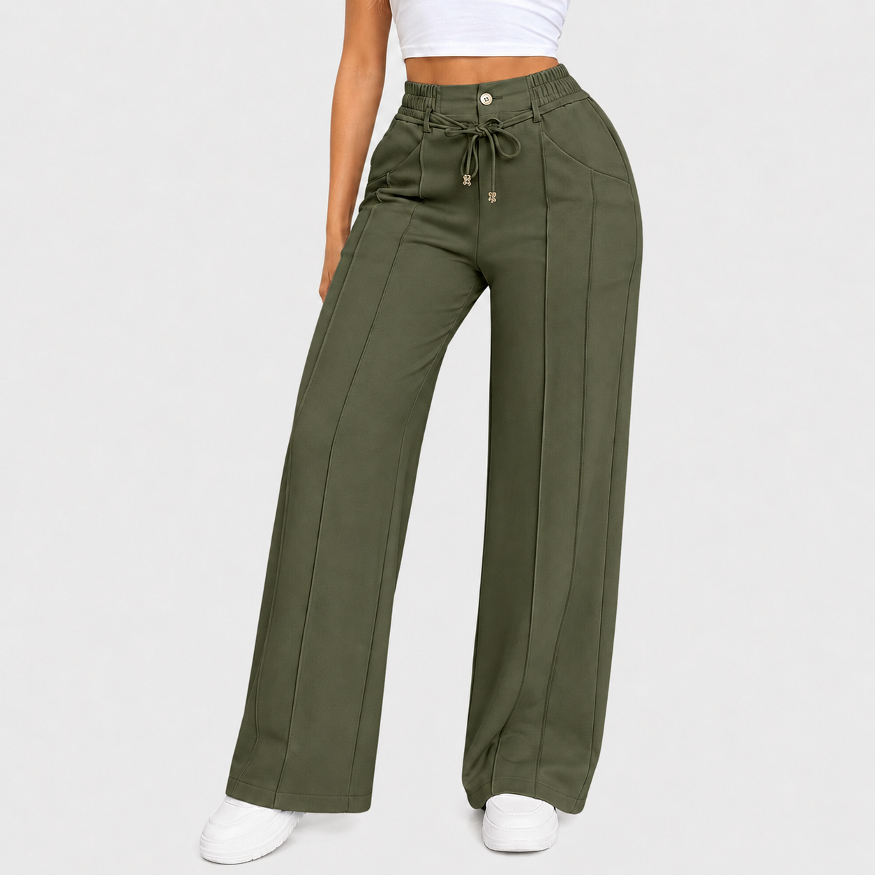 💥Last Day Promotion💥New Summer Drawstring High Waist Wide Leg Pants