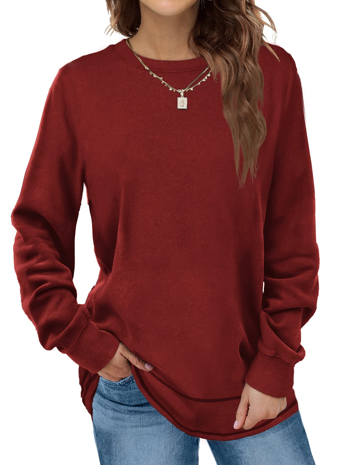 Women Crewneck Long Sleeve Shirts