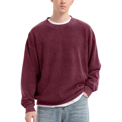 Oversized Waffle Sweatshirt Cotton Pullover