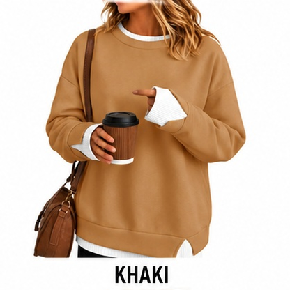 【LAST DAY SALE】Women's Layered Oversized Crew Neck Sweatshirt