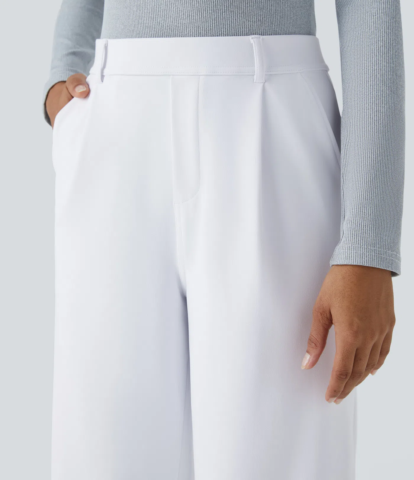High Waisted Side Pocket Straight Leg Work Pants