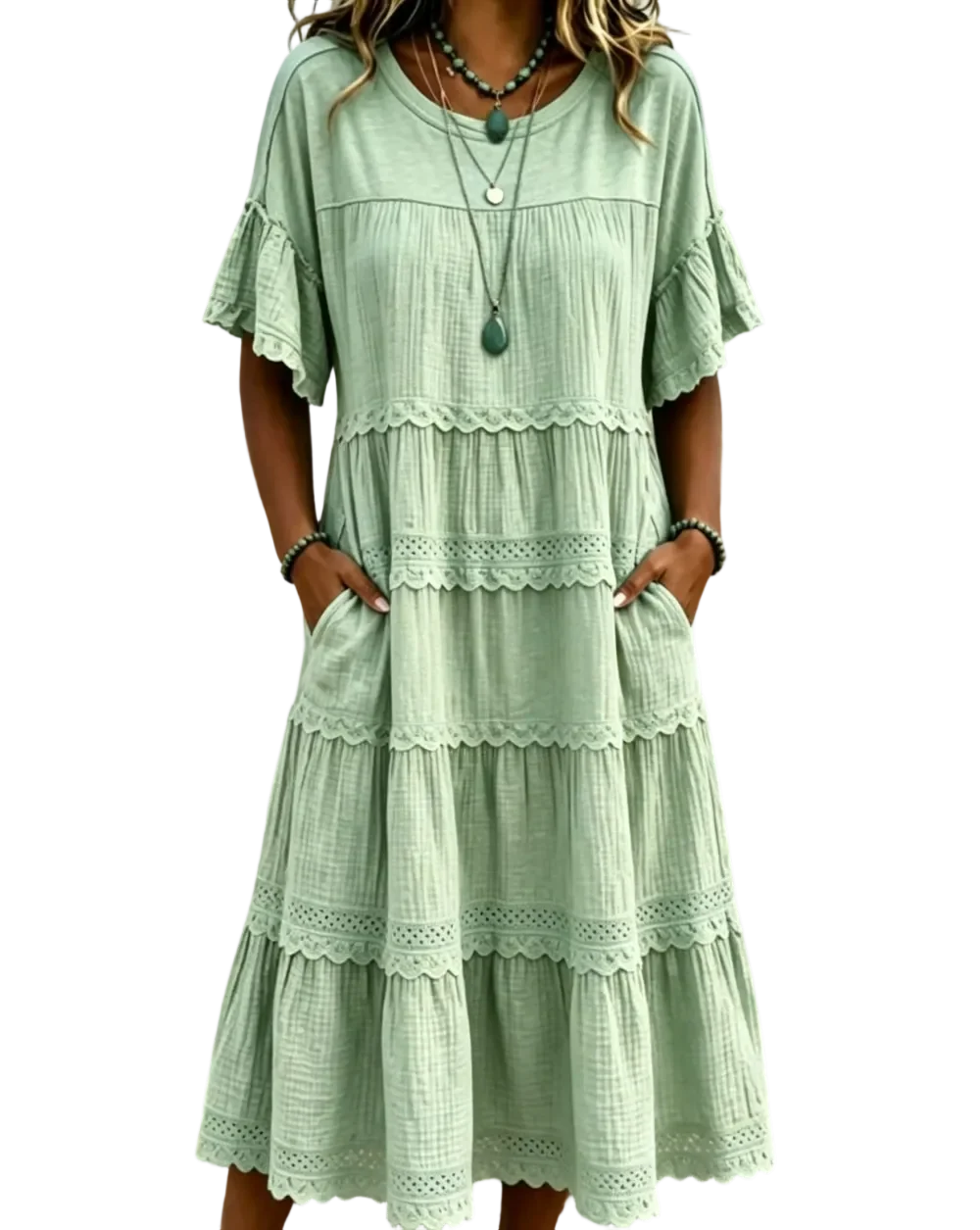 🔥Cool & breathable fabric🍃Women's Vintage Patchwork Lace Dress.