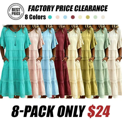 🔥Cool & breathable fabric🍃Women's Vintage Patchwork Lace Dress