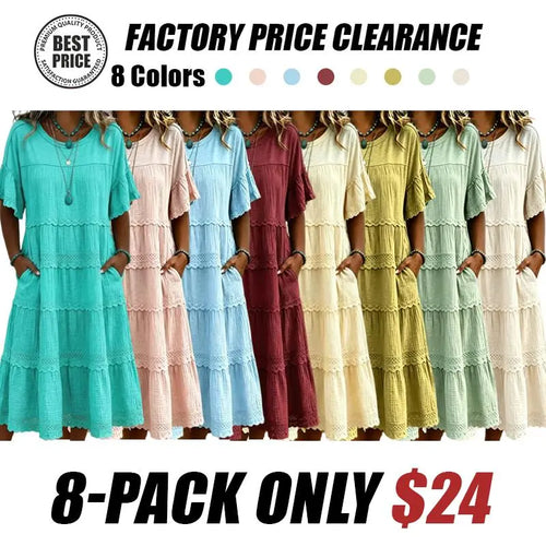 🔥Cool & breathable fabric🍃Women's Vintage Patchwork Lace Dress