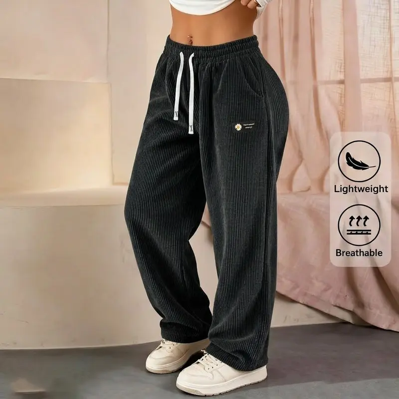 Bestseller🏆Women's Solid Straight Leg Corduroy Bottoms