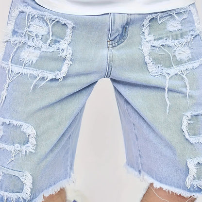 ⚡FINAL SALE⚡Raw Hem Denim Shorts with Rips – Edgy Urban Casual Warm-Weather Essential