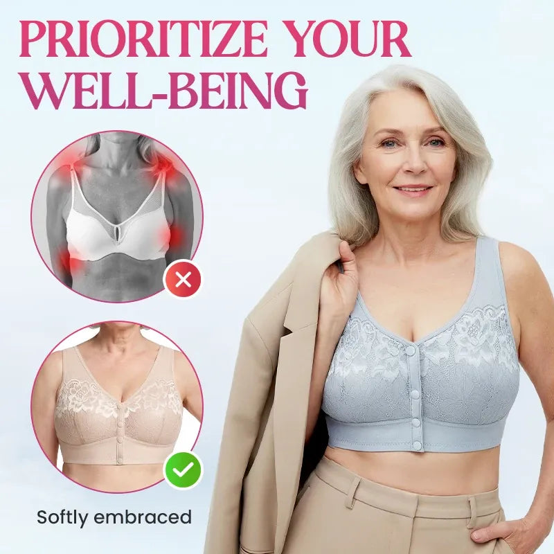 💥Last Day🔥Front Closure Breathable Cotton Lifting Bra for Seniors