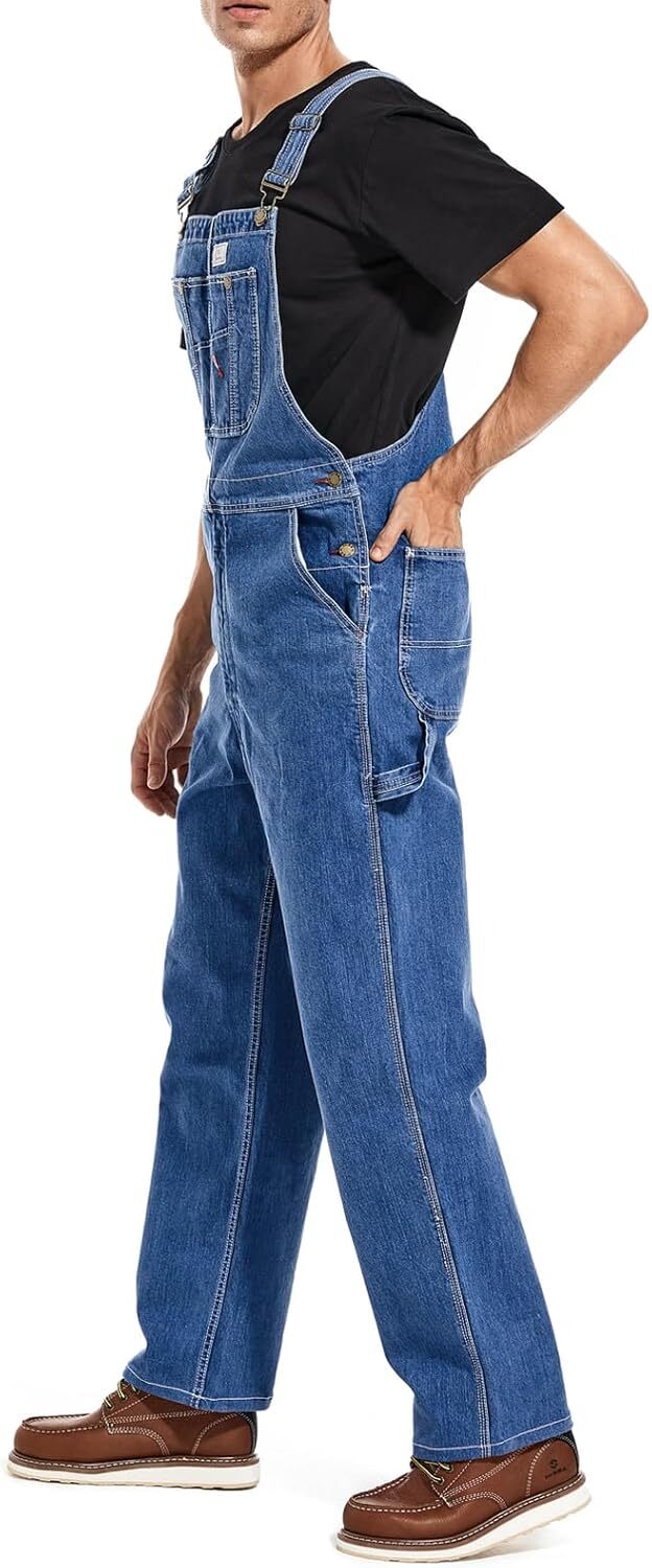 🔥CLEARANCE SALE🔥Men's Heavy-Duty Denim Bib Overalls – Adjustable Straps & Utility Pockets