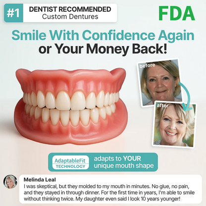 🔥🔥🔥Ends Today: 70% OFF!🦷BRONY™ Custom-Fit Full Functional Dentures Make you more confident