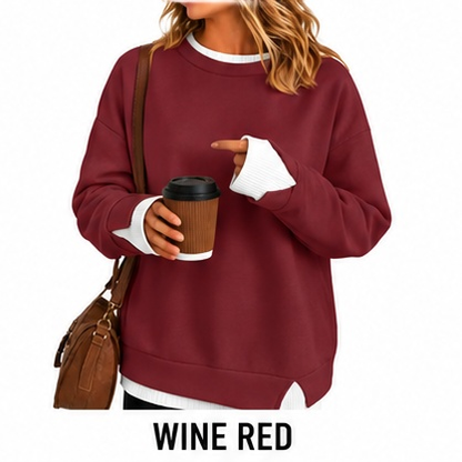 【LAST DAY SALE】Women's Layered Oversized Crew Neck Sweatshirt