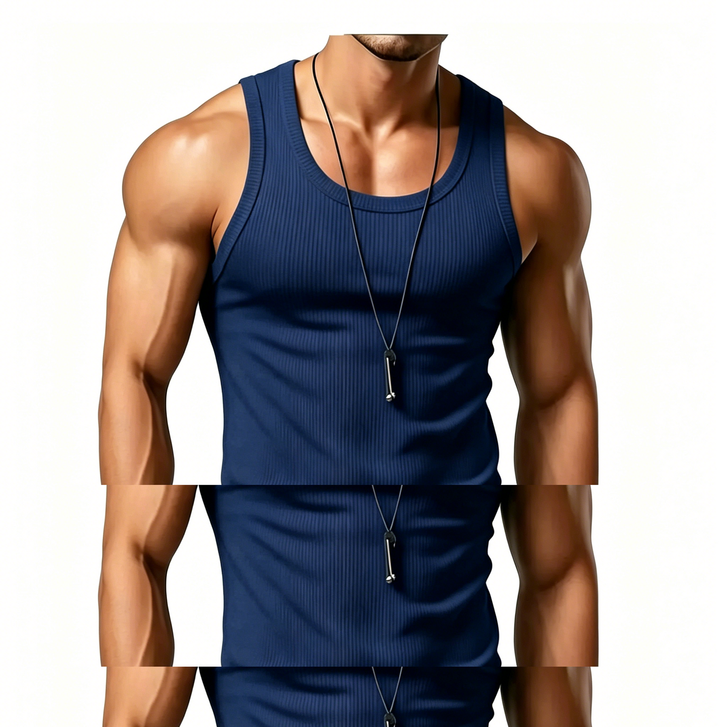 Men's Wide Strap Ribbed Tank Top