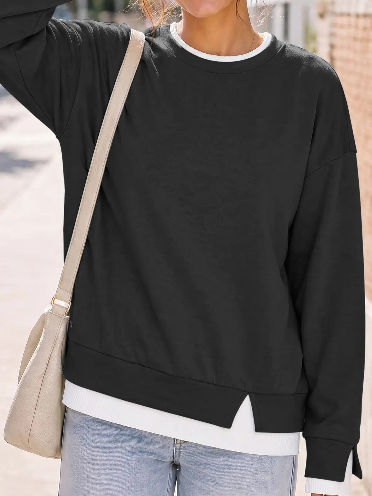 【LAST DAY SALE】Women's Layered Oversized Crew Neck Sweatshirt