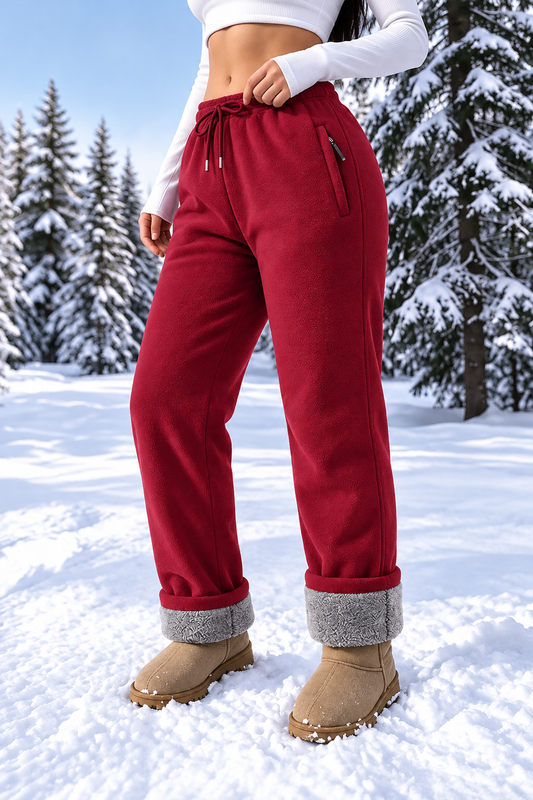 Damen-Thermohose aus 100 % Baumwolle mit warmem Fleecefutter