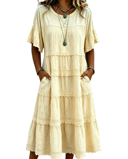 🔥Cool & breathable fabric🍃Women's Vintage Patchwork Lace Dress