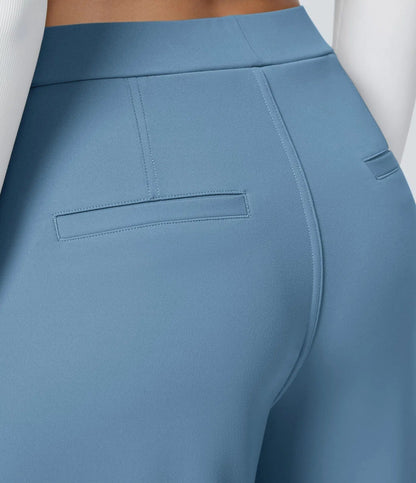 High Waisted Side Pocket Straight Leg Work Pants