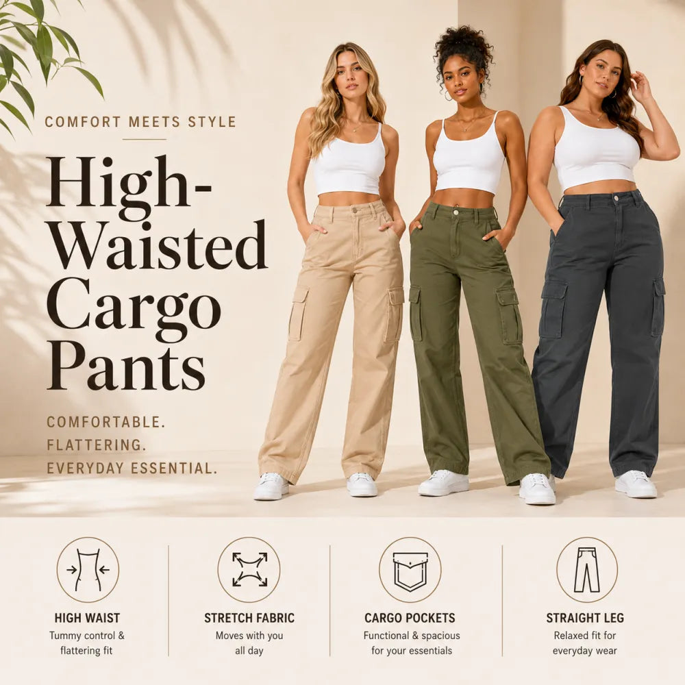 Women's High Waist Stretch Cargo Pants