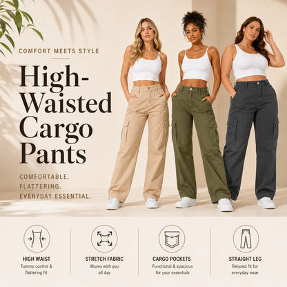 Women's High Waist Stretch Cargo Pants