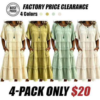 🔥Cool & breathable fabric🍃Women's Vintage Patchwork Lace Dress