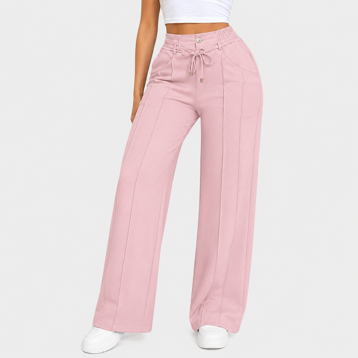 💥Last Day Promotion💥New Summer Drawstring High Waist Wide Leg Pants