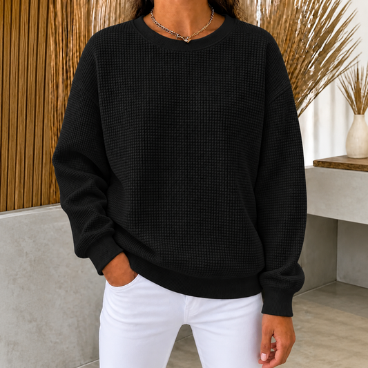 🔥CLEARANCE SALE🔥Women's Waffle Knit Crewneck Sweatshirt